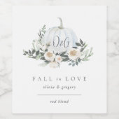 白い秋のカボチャのグリーン 「恋に落ちる」 ワインラベル (シングルラベル)