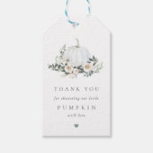 白い秋のカボチャの緑の赤ちゃんシャワーの好意 ギフトタグ (正面)