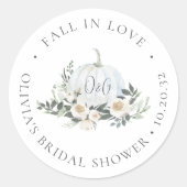 白い秋のカボチャ緑のモノグラムの恩恵 ラウンドシール (正面)