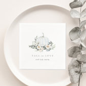 白い秋のカボチャ緑の赤ちゃんシャワー スタンダードカクテルナプキン