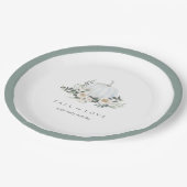 白い秋のカボチャ緑の赤ちゃんシャワー ペーパープレート (アングル)