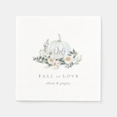 白い秋のカボチャ緑"秋の恋" スタンダードカクテルナプキン (正面)