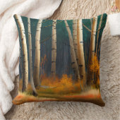 白い秋樺の木の木と紅葉 クッション (ブランケット)