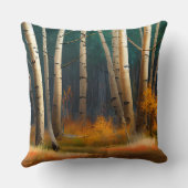 白い秋樺の木の木と紅葉 クッション (裏面)