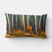 白い秋樺の木の木と紅葉 ランバークッション (裏面)