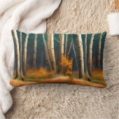 白い秋樺の木の木と紅葉 ランバークッション (ブランケット)