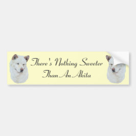 白い秋田ポートレートとオリジナル犬スローガン バンパーステッカー