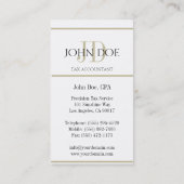 白い税の会計士のモノグラム1040かタン 名刺 (裏面)