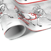 白い種馬のクリスマスのデザイン ラッピングペーパー (ロールコーナー)