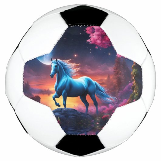 白い種馬のファンタジー ピンクの庭園 サッカーボール (正面)