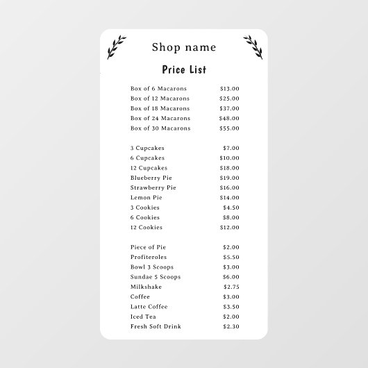 白い窓の装飾シール価格表 ウィンドウサイン (シート)