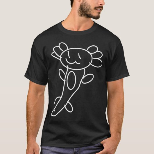 白い立っている幸せなウーパールーパー Tシャツ (正面)