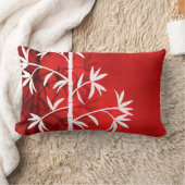 白い竹赤 ランバークッション (ブランケット)
