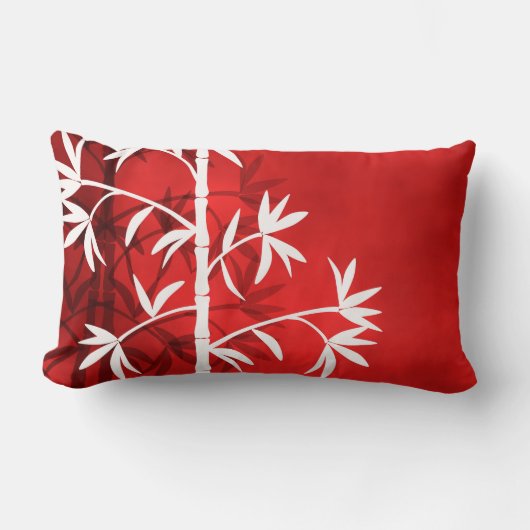 白い竹赤 ランバークッション (正面)