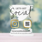 白い筆跡フェイク金ゴールドが社会に アクリルサイン (ニュートラル)