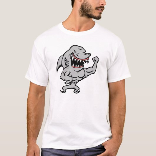 白い筋肉鮫 Tシャツ (正面)