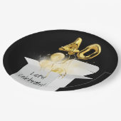 白い箱に40歳の誕生日金ゴールドバルーン ペーパープレート (アングル)