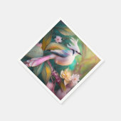 白い紋付き赤面テールジェイファンタジーバード スタンダードカクテルナプキン (角)