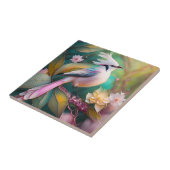 白い紋付き赤面テールジェイファンタジーバード タイル (側面)