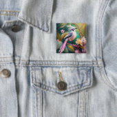 白い紋付き赤面テールジェイファンタジーバード 缶バッジ (インサイチュ)