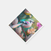 白い紋付き赤面胸ファンタジー鳥 スタンダードカクテルナプキン (角)