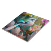 白い紋付き赤面胸ファンタジー鳥 タイル (側面)