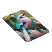 白い紋付き赤面胸ファンタジー鳥 マグネット (右側)