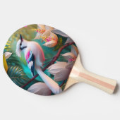 白い紋付き赤面胸ファンタジー鳥 卓球ラケット (横)