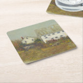 白い納屋 スクエアペーパーコースター (アングル)