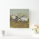 白い納屋 スクエア壁時計 (ホーム)