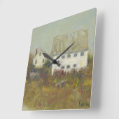 白い納屋 スクエア壁時計 (傾斜)