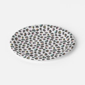 白い紙のパステルカラーのかわいいヒョウの斑点 ペーパープレート (アングル)