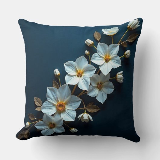 🌼 白い紙の花のインテリアアクセント 🌼 クッション (正面)