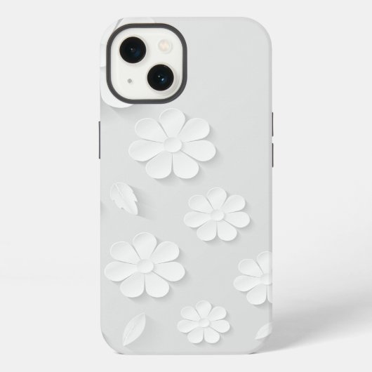 白い紙の花の背景 iPhoneケース (裏面)