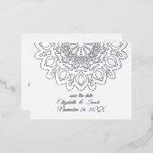 白い紙カットマンダラ日付ポストカードを保存 箔シーズンポストカード (正面/裏面)