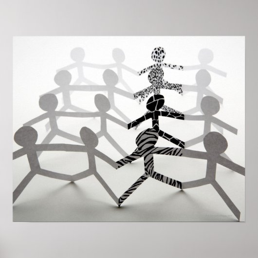 白い紙チェーン人形の列 ポスター (正面)