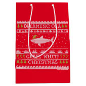 白い素晴らしクリスマスレッドのニットの夢 ミディアムペーパーバッグ (正面)