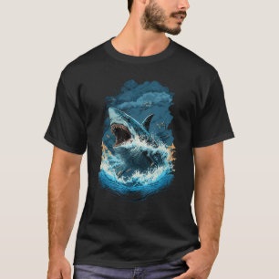 白い素晴らしサメのアニメーション Tシャツ