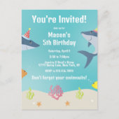 白い素晴らしサメのパーティー帽子 インビテーションポストカード (正面)