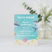 白い素晴らしサメのパーティー帽子 インビテーションポストカード (スタンド正面)