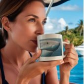 白い素晴らしサメのマグカップ – フィン&コーヒー コーヒーマグカップ