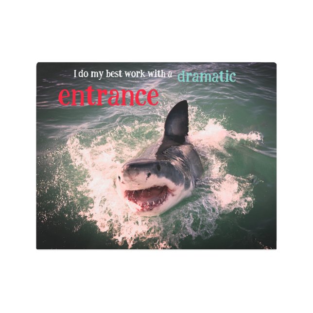 白い素晴らしサメの漂流 メタルプリント (正面)