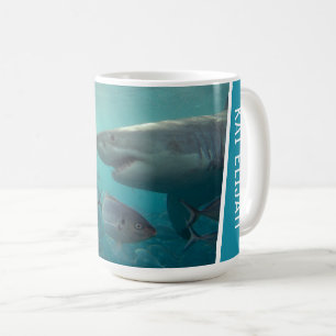 白い素晴らしサメの魚の水中海大 コーヒーマグカップ