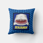 白い素晴らしサメ漫画イラストレーション クッション (裏面)