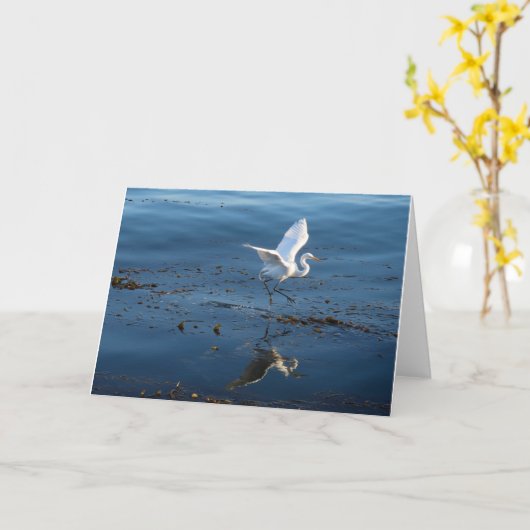 白い素晴らし緑が水面を歩く カード (黄色い花)