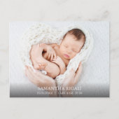 白い素晴らしHeron写真誕生のお知らせ ポストカード (正面)