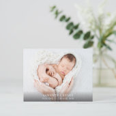 白い素晴らしHeron写真誕生のお知らせ ポストカード (スタンド正面)