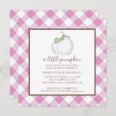 白い素朴かぼちゃとギンガムベビーシャワー 招待状 (正面/裏面)