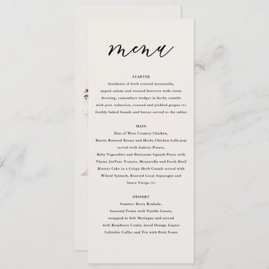 白い素朴フローラと牡鹿の林結婚冠  メニュー (正面/裏面)