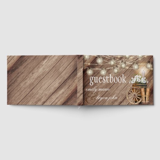 白い素朴フローラの美しい木樽 ゲストブック (全面)